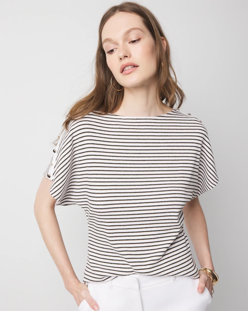 S layered dolman knit bk×wh S layered dolman knit bk×wh S layered